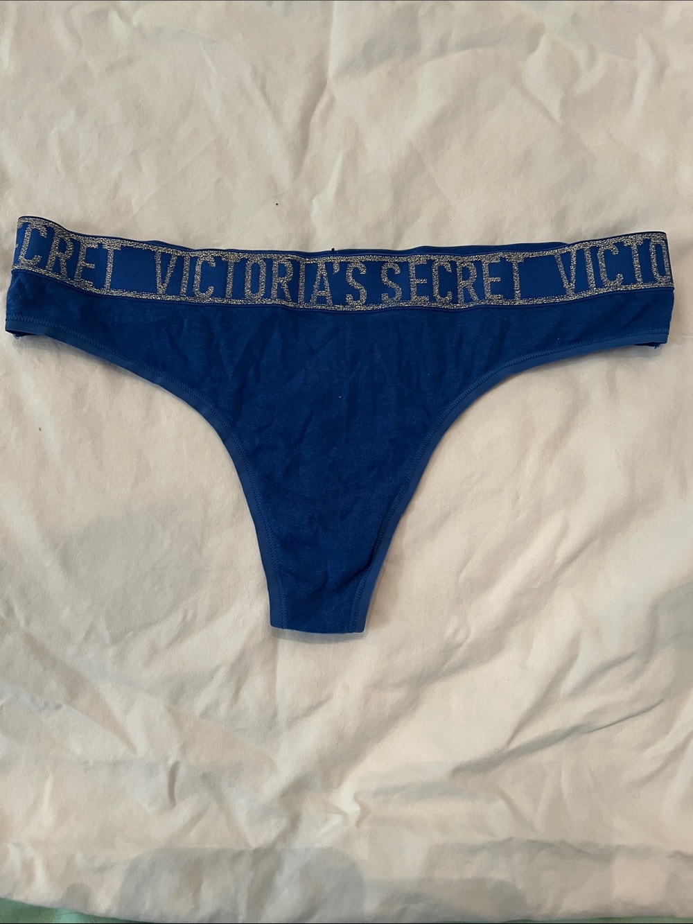 NWOT Victoria's Secret Royal Blue Logo Waistband Thong